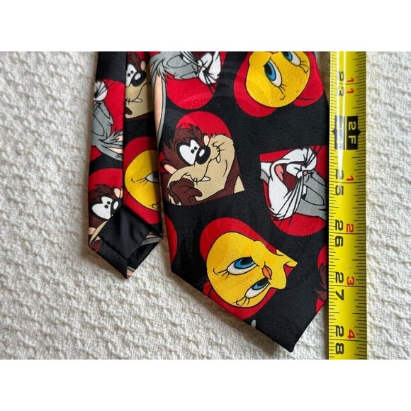 Looney Tunes Mens Polyester Novelty Tie Featuring Tweety Bugs Bunny Taz Teacher - Picture 3 of 3